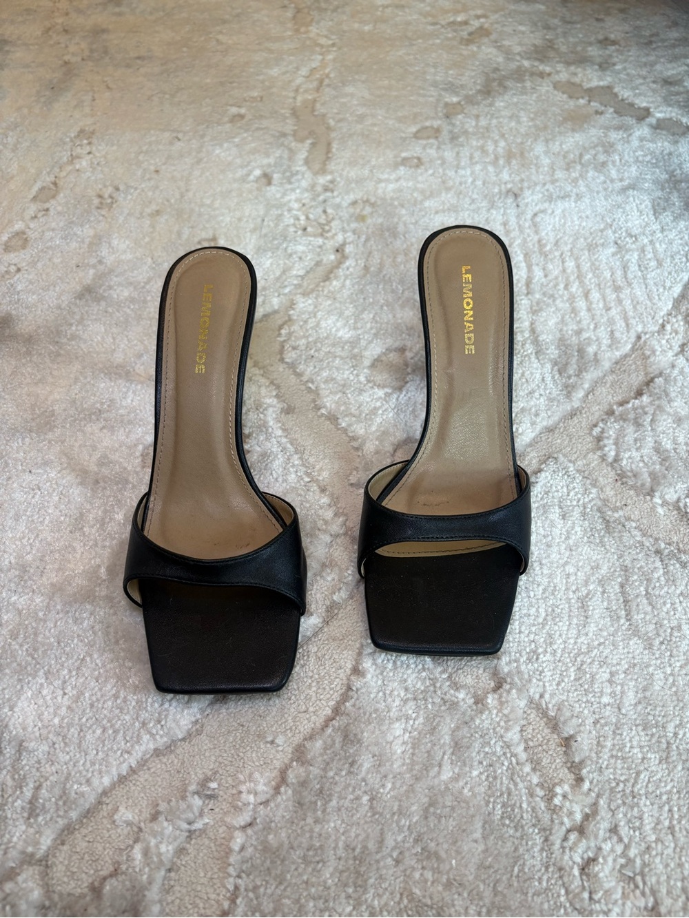 Lemonade Black Slip-On Square-Toe Heels